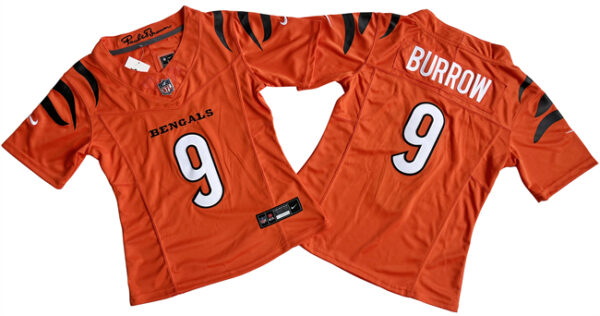 Women's Cincinnati Bengals #9 Joe Burrow Orange F.U.S.E. Stitched Vapor Football Jersey(Run Small)