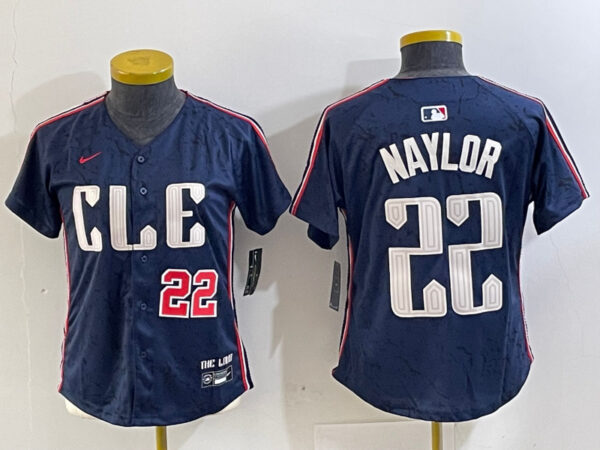 Women's Cleveland Guardians #22 Josh Naylor Navy 2024 City Connect Limited Stitched Jerseys