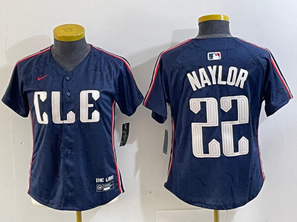 Women's Cleveland Guardians #22 Josh Naylor Navy 2024 City Connect Limited Stitched jerseys