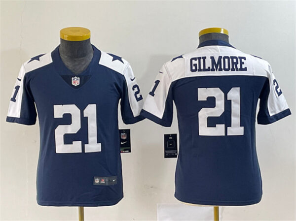 Women's Dallas Cowboys #21 Stephon Gilmore Navy Thanksgiving Limited Stitched Football Jersey(Run Smalluff09