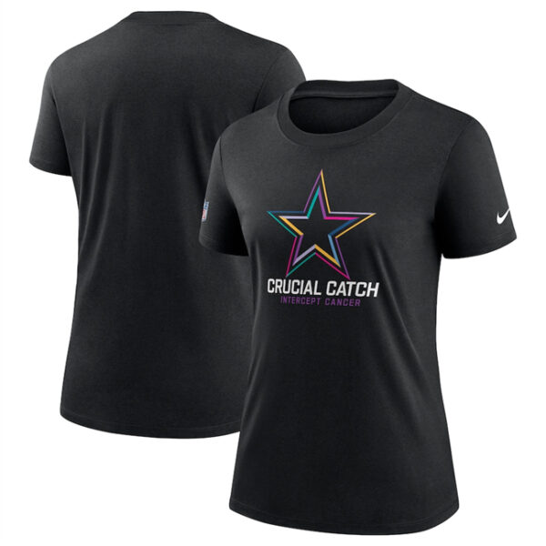 Women's Dallas Cowboys Black 2024 Crucial Catch T-Shirt(Run Small)