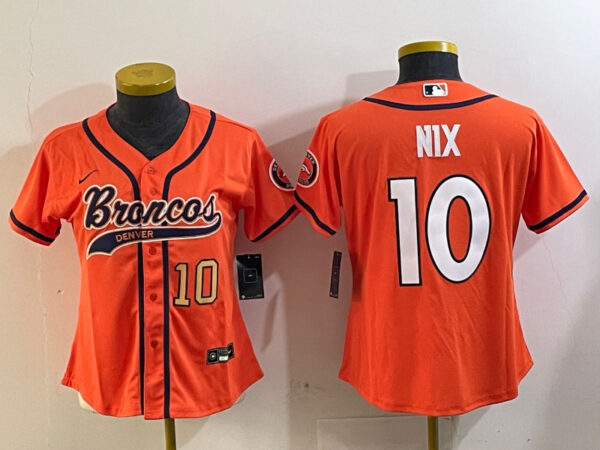 Women's Denver Broncos #10 orange Cool Base Stitched Baseball Jerseys