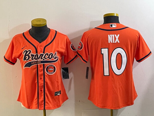 Women's Denver Broncos #10 orange Cool Base Stitched Baseball Jerseys