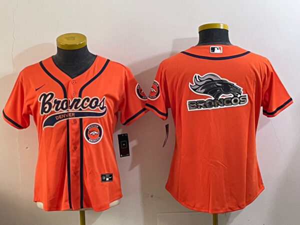 Women's Denver Broncos big logoorange Cool Base Stitched Baseball Jerseys