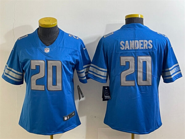 Women's Detroit Lions #20 Barry Sanders Blue Vapor Limited Stitched Football Jersey(Run Smaller)