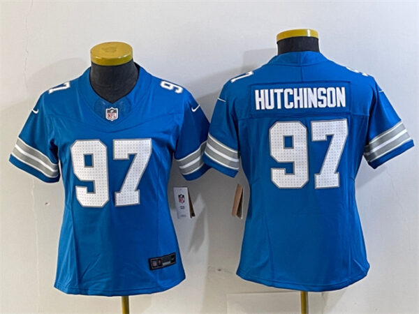 Women's Detroit Lions #97 Aidan Hutchinson Blue 2024 F.U.S.E. Vapor Limited Stitched Jersey(Run Smaller)