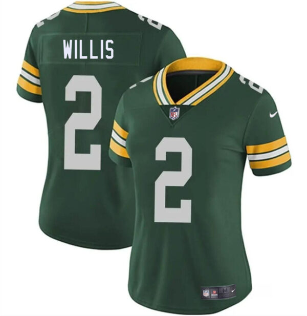 Women's Green Bay Packers #2 Malik Willis Green Vapor Untouchable Limited Stitched Jersey(Run Small)