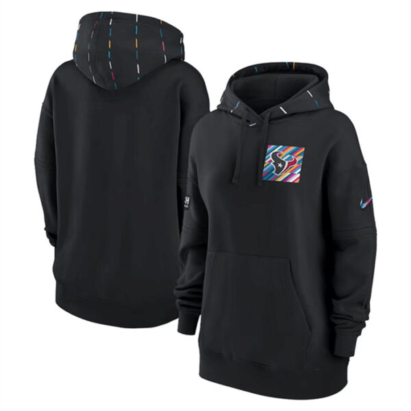 Women's Houston Texans Black 2023 Crucial Catch Club Pullover Hoodie(Run Small)