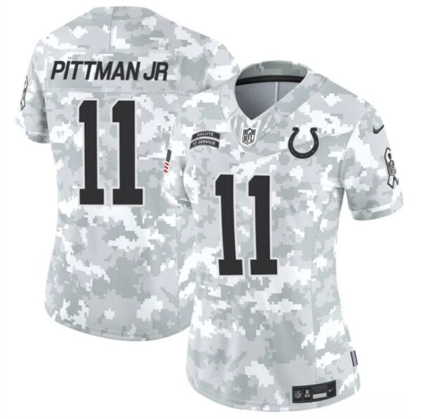 Women's Indianapolis Colts #11 Michael Pittman Jr. 2024 F.U.S.E Arctic Camo Salute To Service Limited Stitched Jersey(Run Small)