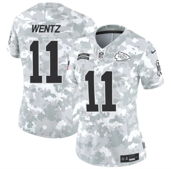 Women's Kansas City Chiefs #11 Carson Wentz 2024 F.U.S.E Arctic Camo Salute To Service Limited Stitched Football Jersey(Run Small)