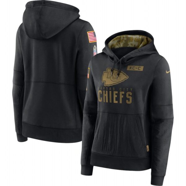 Women's Kansas City Chiefs Nike 2020 Salute to Service Performance Pullover Hoodie Black