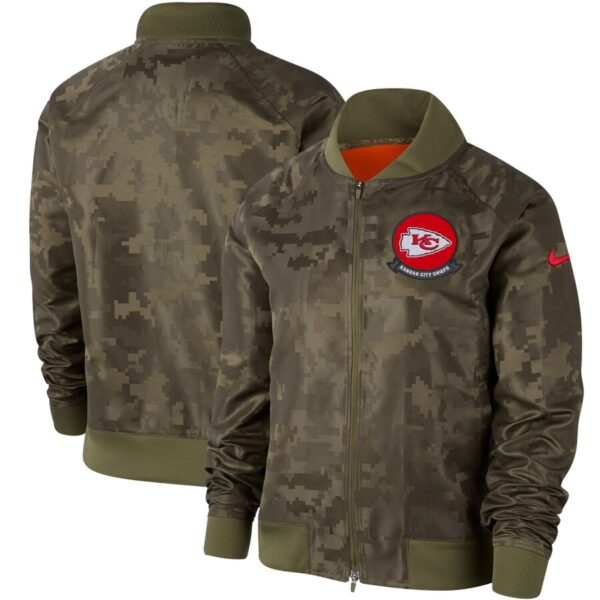 Women's Kansas City Chiefs Nike Olive 2019 Salute To Service Full Zip Bomber Jacket