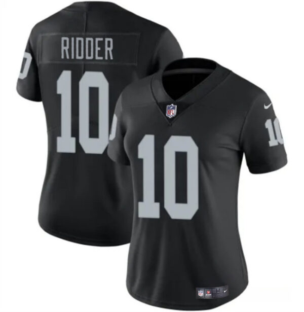 Women's Las Vegas Raiders #10 Desmond Ridder Black Vapor Stitched Jersey(Run Small)