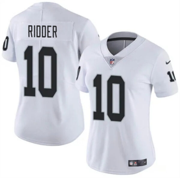 Women's Las Vegas Raiders #10 Desmond Ridder White Vapor Stitched Jersey(Run Small)