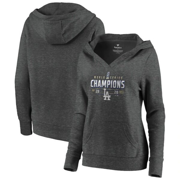 Women's Los Angeles Dodgers Women's 2020 World Series Champions Locker Room Pullover Hoodie Heather Charcoal