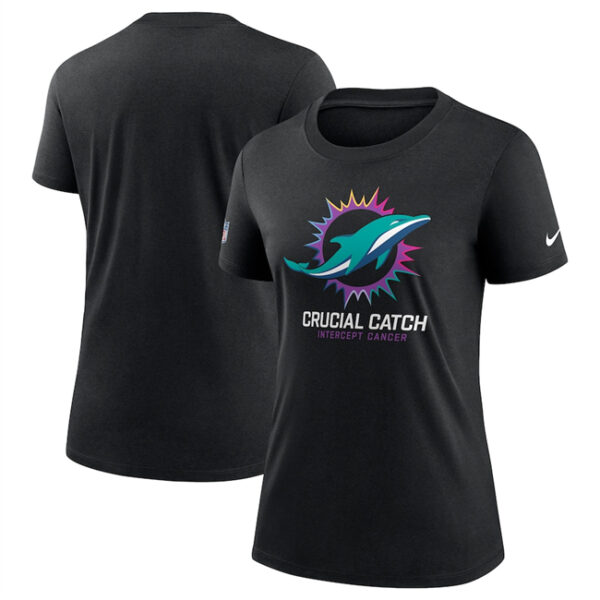 Women's Miami Dolphins Black 2024 Crucial Catch T-Shirt(Run Small)