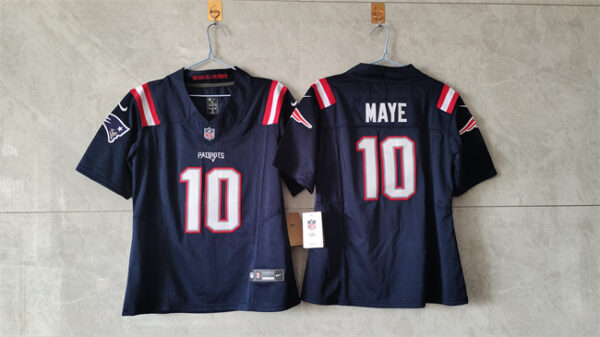 Women's New England Patriots #10 Drake Maye 2024 F.U.S.E. Navy Vapor Untouchable Limited Stitched Jersey(Run Small)