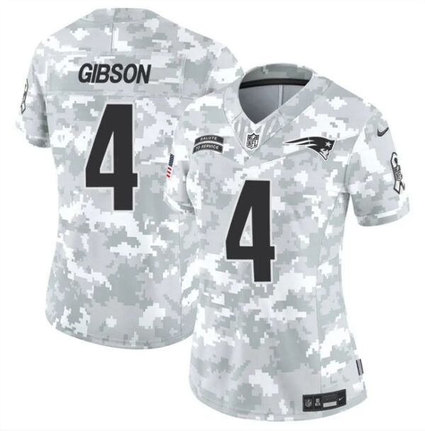 Women's New England Patriots #4 Antonio Gibson 2024 F.U.S.E Arctic Camo Salute To Service Limited Stitched Jersey(Run Small)