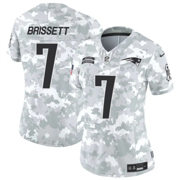 Women's New England Patriots #7 Jacoby Brissett 2024 F.U.S.E Arctic Camo Salute To Service Limited Stitched Jersey(Run Small)