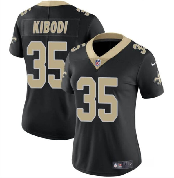 Women's New Orleans Saints #35 Jacob Kibodi Black Vapor Stitched Game Jersey(Run Small)