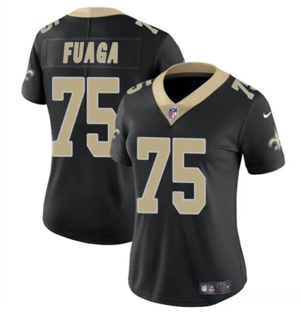 Women's New Orleans Saints #75 Taliese Fuaga Black 2024 Draft Vapor Stitched Game Jersey(Run Small)