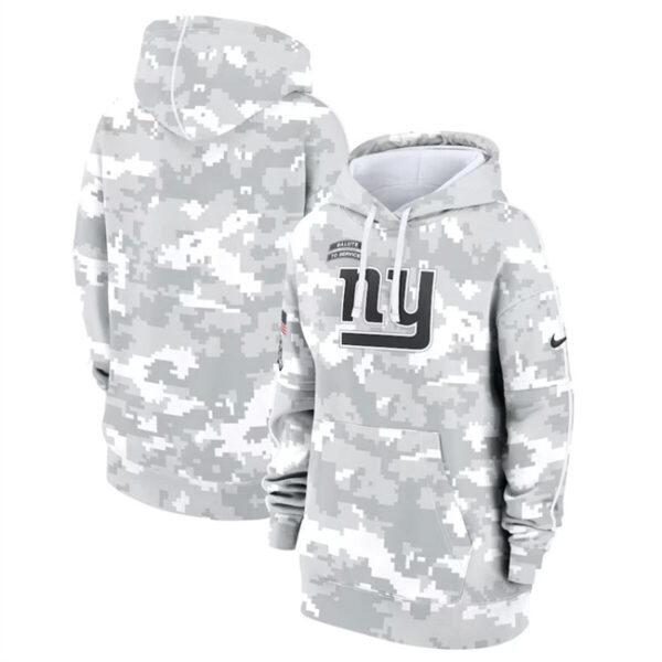 Women's New York Giants 2024 Arctic Camo Salute To Service Club Fleece Pullover Hoodie(Run Small)