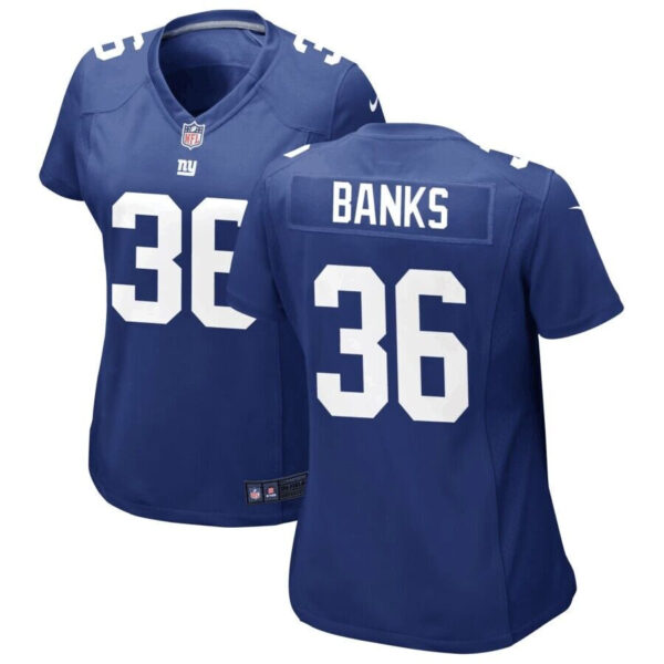 Women's New York Giants #36 Deonte Banks Royal Limited Stitched NFL Jersey(Run Small)