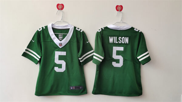 Women's New York Jets #5 Garrett Wilson Green Vapor Stitched Jersey(Run Small)