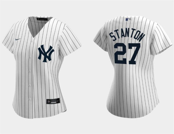 Women's New York Yankees #27 Giancarlo Stanton White Cool Base Stitched Jersey(Run Small)