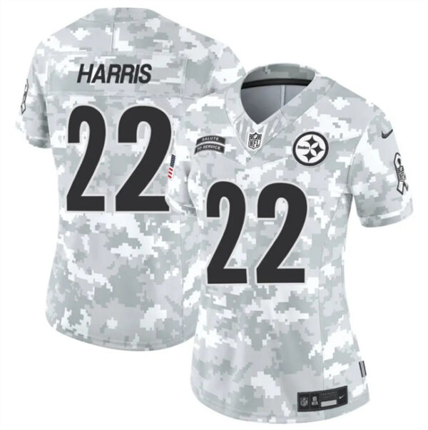 Women's Pittsburgh Steelers #22 Najee Harris 2024 F.U.S.E Arctic Camo Salute To Service Limited Stitched Football Jersey(Run Small)