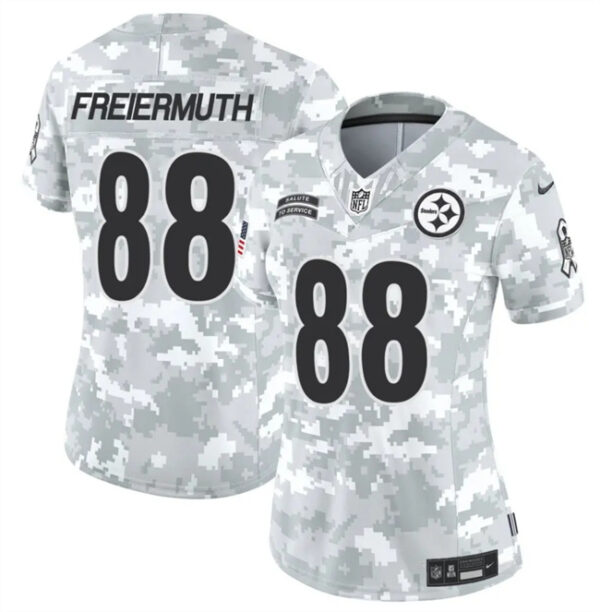 Women's Pittsburgh Steelers #88 Pat Freiermuth 2024 F.U.S.E Arctic Camo Salute To Service Limited Stitched Football Jersey(Run Small)