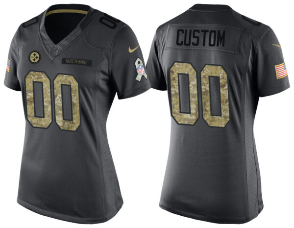 Women's Pittsburgh Steelers Anthracite Customized Camo 2016 Salute to Service Jersey