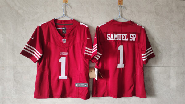 Women's San Francisco 49ers #1 Deebo Samuel Sr. Red F.U.S.E Vapor Untouchable Stitched Jersey(Run Small)