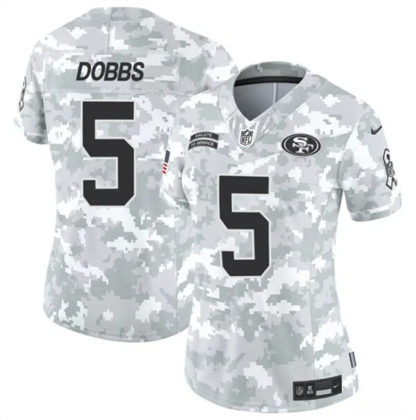 Women's San Francisco 49ers #5 Joshua Dobbs 2024 F.U.S.E Arctic Camo Salute To Service Limited Stitched Jersey(Run Small)