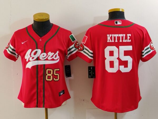 Women's San Francisco 49ers #80 Jerry Rice Red Mexico With Patch Cool Base Stitched Baseball Jersey(Run Small)