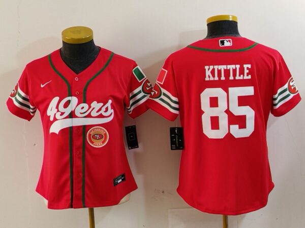 Women's San Francisco 49ers #80 Jerry Rice Red Mexico With Patch Cool Base Stitched Baseball Jersey(Run Small)