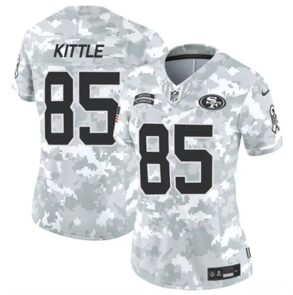 Women's San Francisco 49ers #85 George Kittle 2024 F.U.S.E Arctic Camo Salute To Service Limited Stitched Jersey(Run Small)