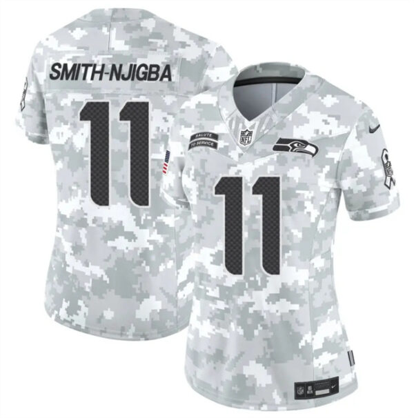 Women's Seattle Seahawks #11 Jaxon Smith-Njigba 2024 F.U.S.E Arctic Camo Salute To Service Limited Stitched Football Jersey(Run Small)