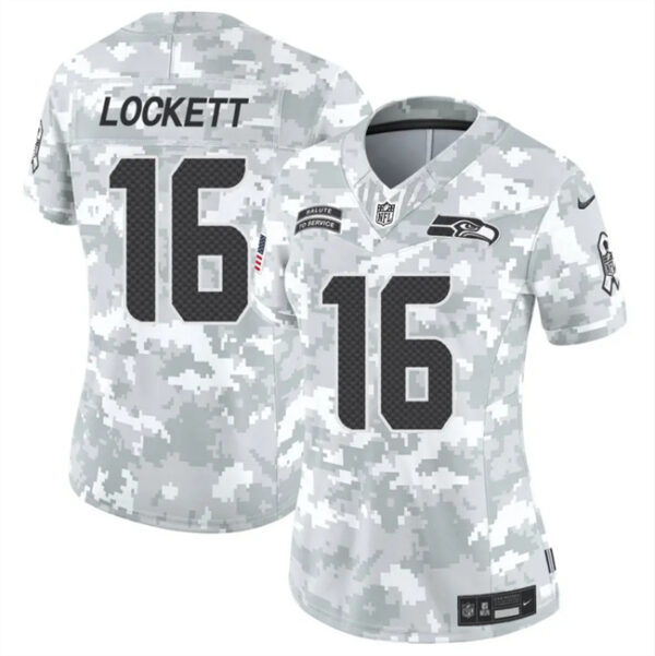 Women's Seattle Seahawks #16 Tyler Lockett 2024 F.U.S.E Arctic Camo Salute To Service Limited Stitched Football Jersey(Run Small)