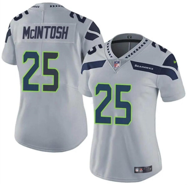 Women's Seattle Seahawks #25 Kenny McIntosh Grey Vapor Limited Stitched Football Jersey(Run Small)