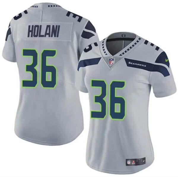 Women's Seattle Seahawks #36 George Holani Grey Vapor Limited Stitched Football Jersey(Run Small)