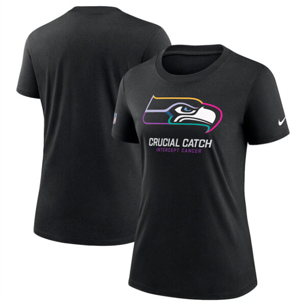 Women's Seattle Seahawks Black 2024 Crucial Catch T-Shirt(Run Small)