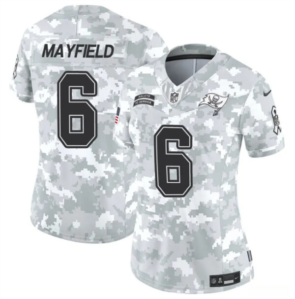 Women's Tampa Bay Buccaneers #6 Baker Mayfield 2024 F.U.S.E Arctic Camo Salute To Service Limited Stitched Football Jersey(Run Small)