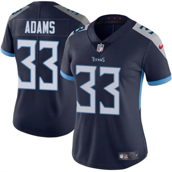 Women's Tennessee Titans #33 Jamal Adams Navy 2024 Draft Vapor Stitched Football Jersey(Run Small)