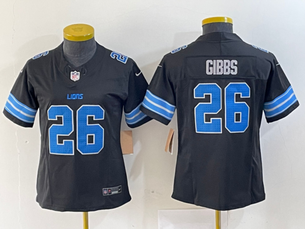 Women Detroit Lions #26 Jahmyr Gibbs Black 2024 F.U.S.E. 2nd Alternate Vapor Limited Stitched