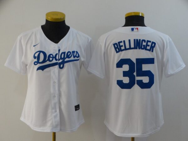 Women Dodgers 35 Cody Bellinger White Women 2020 Nike Cool Base Jersey