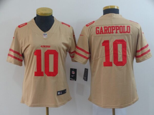 Women Nike 49ers 10 Jimmy Garoppolo Gold Women Inverted Legend Limited Jersey