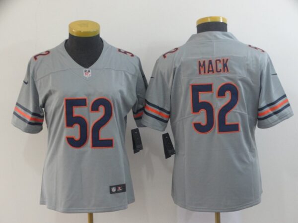 Women Nike Bears 52 Khalil Mack Gray Women Inverted Legend Limited Jersey