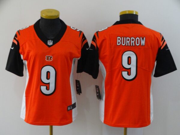 Women Nike Bengals 9 Joe Burrow Orange Women 2020 NFL Draft First Round Pick Vapor Untouchable Limited Jersey