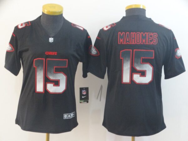 Women Nike Chiefs 15 Patrick Mahomes Black Arch Smoke Women Vapor Untouchable Limited Jersey